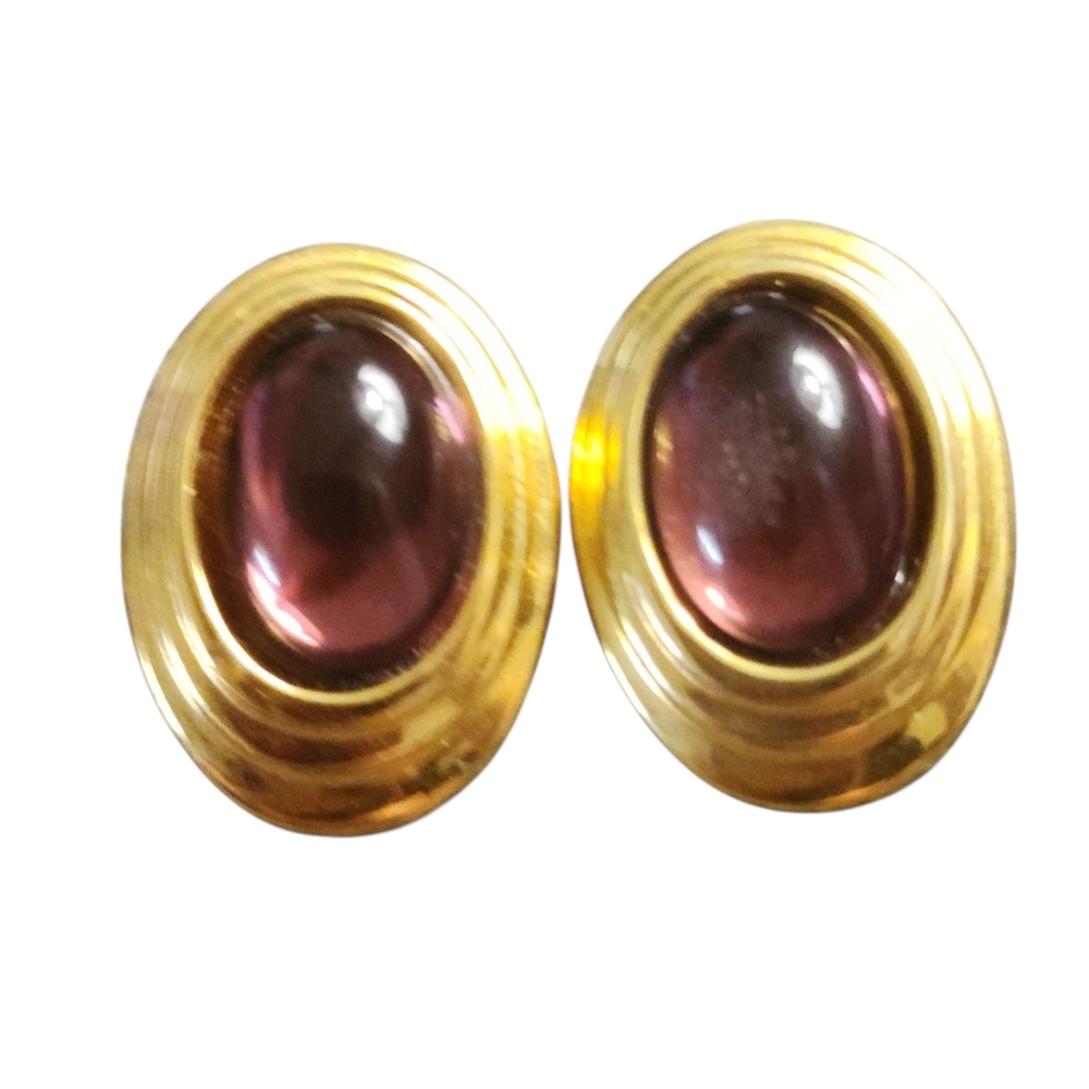 Vintage Gold Tone and Purple Earrings